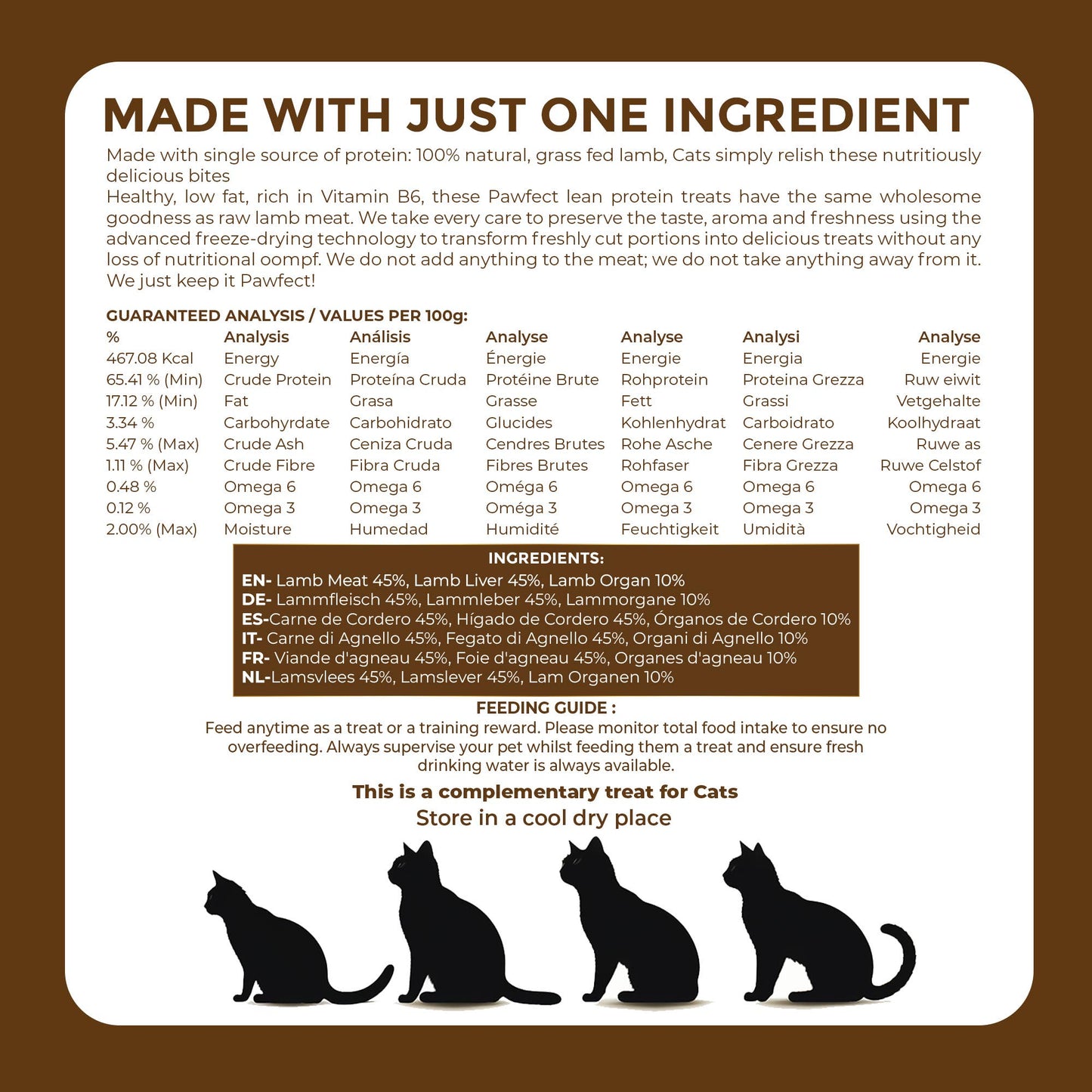 Pawfect Foods - Pawfect Nature's Feast Freeze-Dried Cat Treat- Lamb Meat - 50g